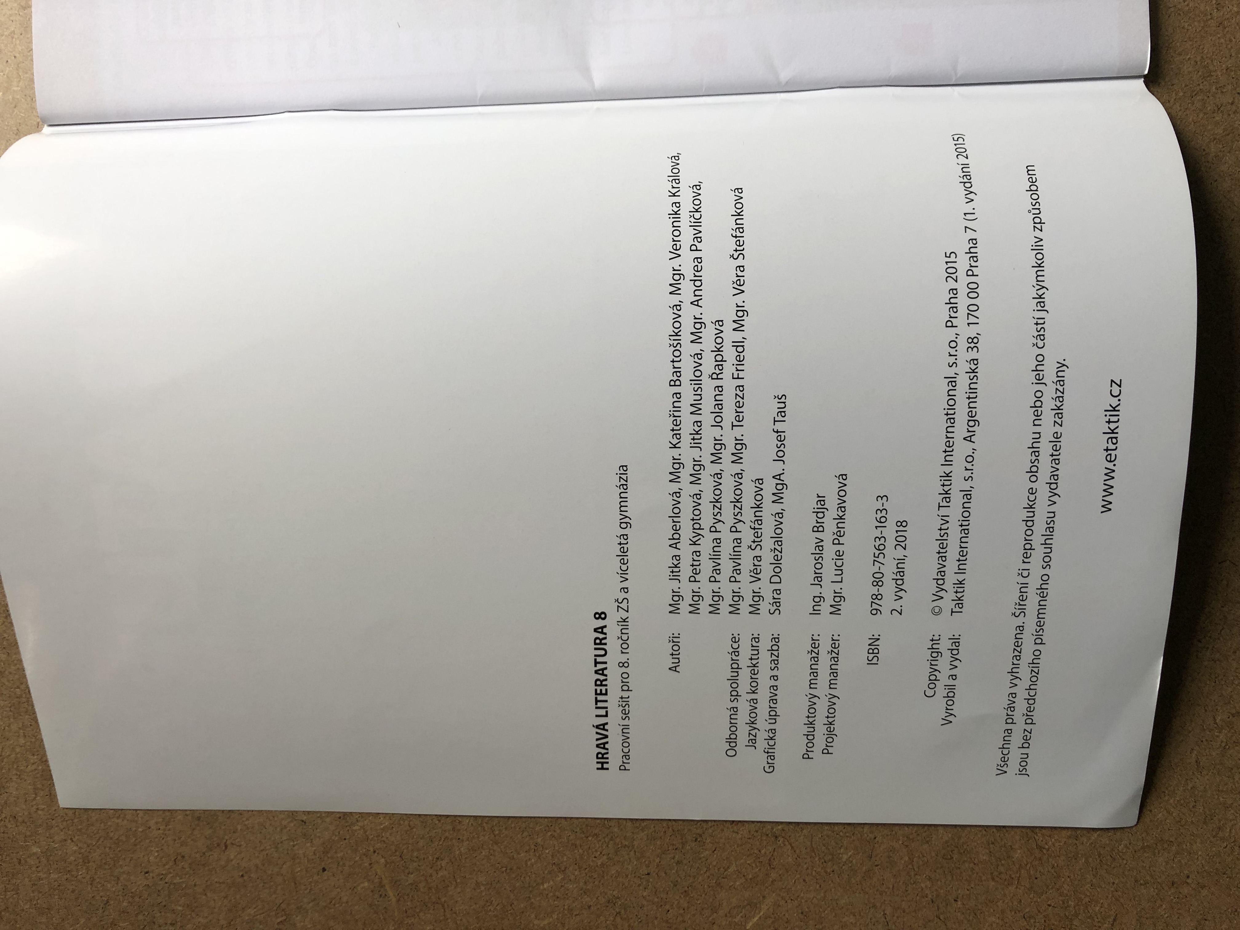 Hravá literatura 8 - pracovní sešit